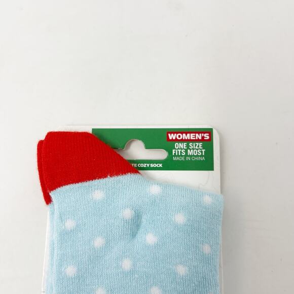 Yaktrax Womens OS Cabin Sock Holiday Penguin Blue Red Snowflakes - Picture 3 of 4